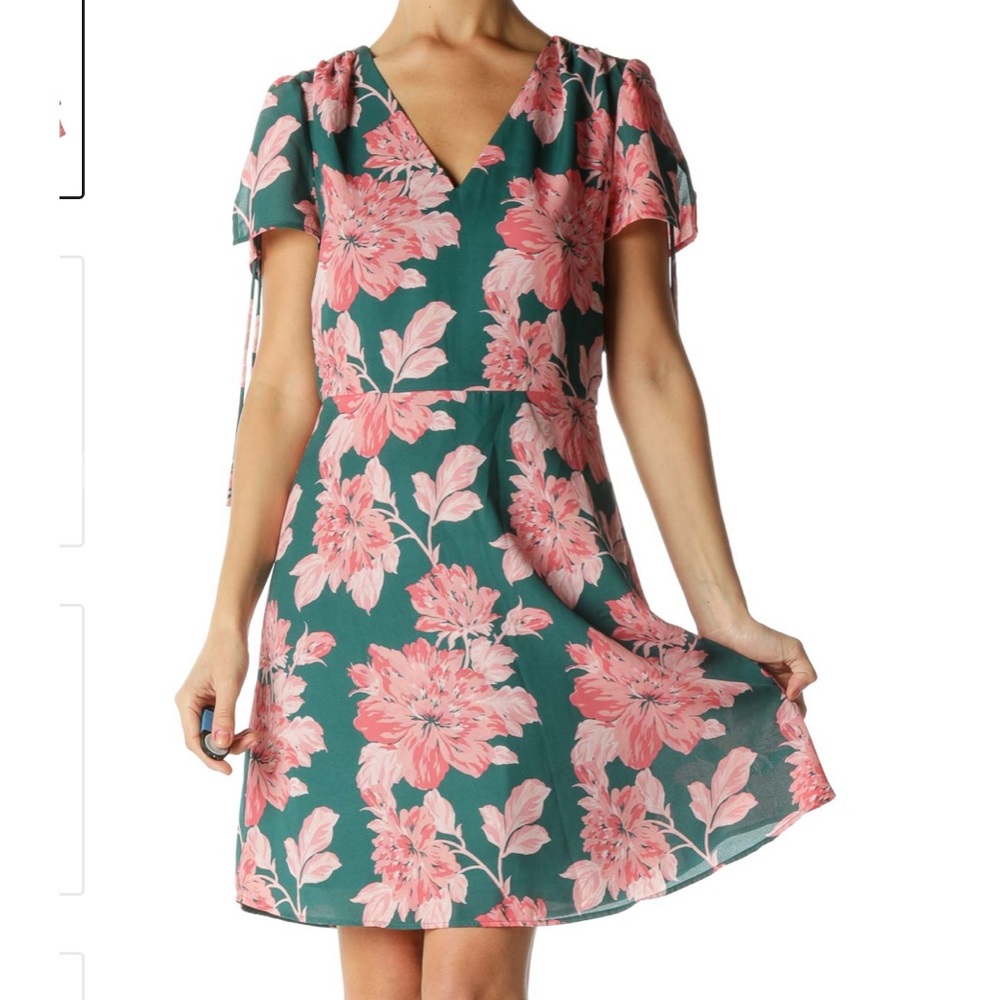 J. Crew Floral Dress Green Pink Size 12 🌷